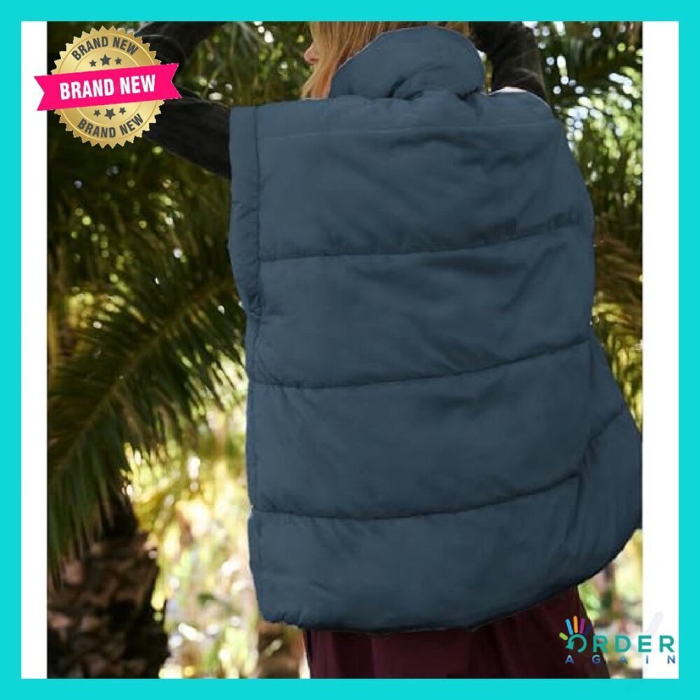 Oversized Puffer Vest Stand Collar Full Zip Sleeveless Quilted Warm Coat - Picture 5 of 7